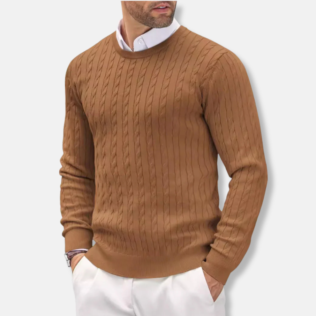 EB | Slim Fit Feinstrick Rundhals Struktur in Kabelstrick