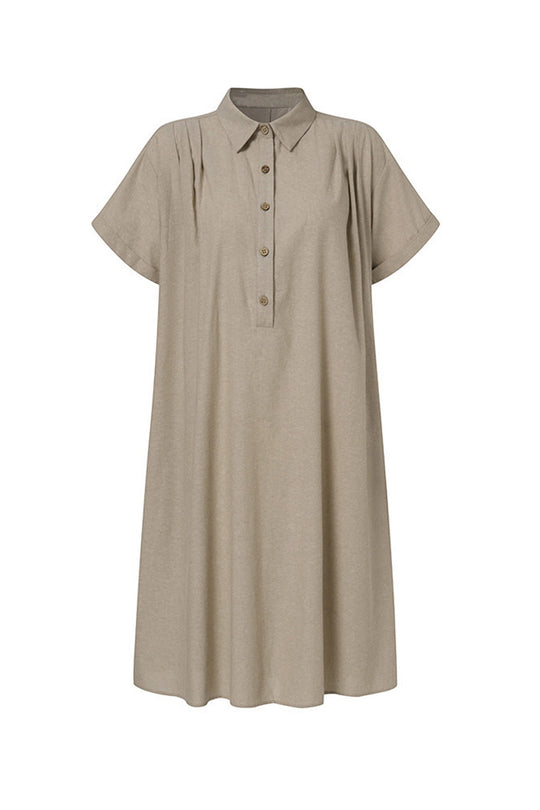 EB | Knopfverschluss Baumwoll-Leinen Strandkleid