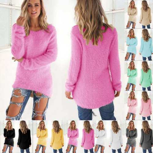 EB | Strickpullover Weiche Flauschige Qualität Legere Passform Lange Ärmel