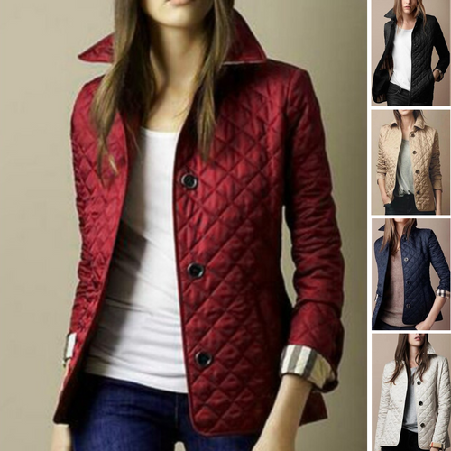 EB | Damen Stilvolle Karierte Jacke Mit Reverskragen