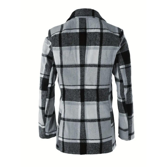 EB | Kariertes Jacke mit Klassischem Kragen Polyester/wolle Stilvoll und Komfortabel