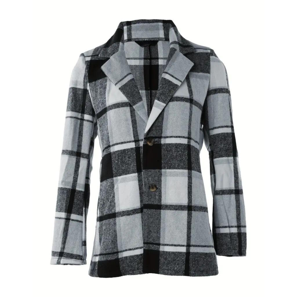 EB | Kariertes Jacke mit Klassischem Kragen Polyester/wolle Stilvoll und Komfortabel