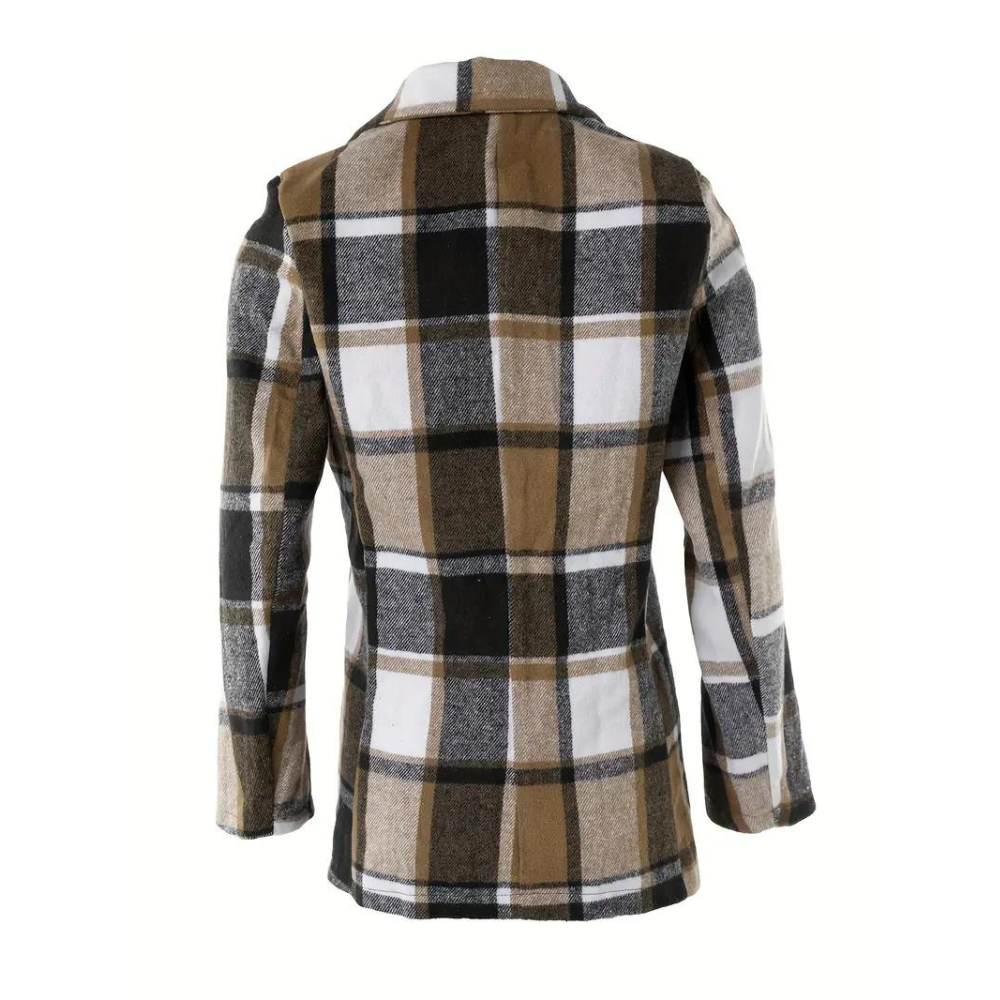 EB | Kariertes Jacke mit Klassischem Kragen Polyester/wolle Stilvoll und Komfortabel