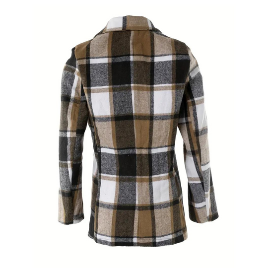 EB | Kariertes Jacke mit Klassischem Kragen Polyester/wolle Stilvoll und Komfortabel