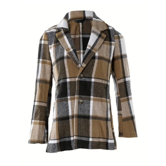 EB | Kariertes Jacke mit Klassischem Kragen Polyester/wolle Stilvoll und Komfortabel