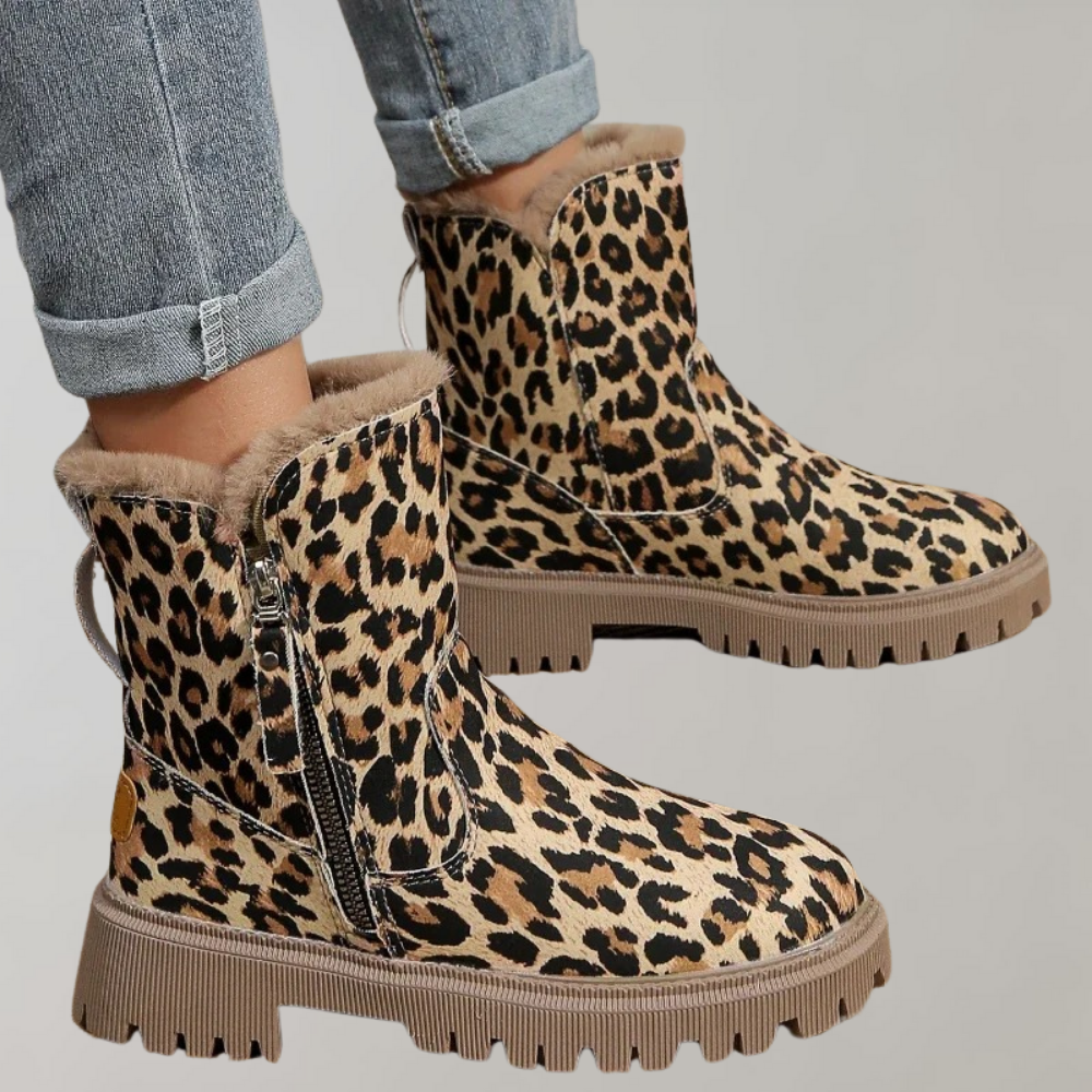 EB | Leopardenmuster Flache Kurze Stiefel