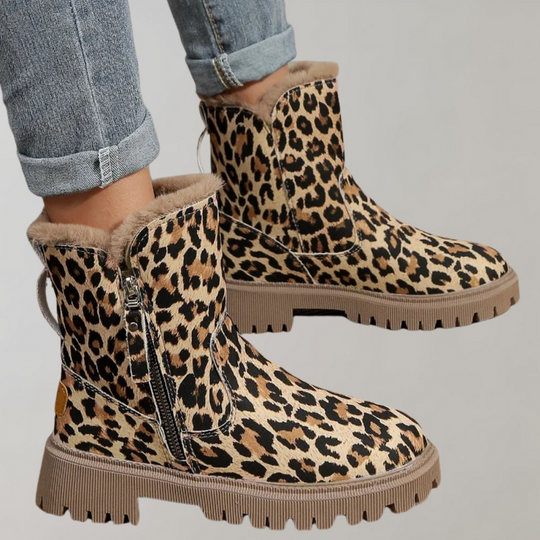 EB | Leopardenmuster Flache Kurze Stiefel