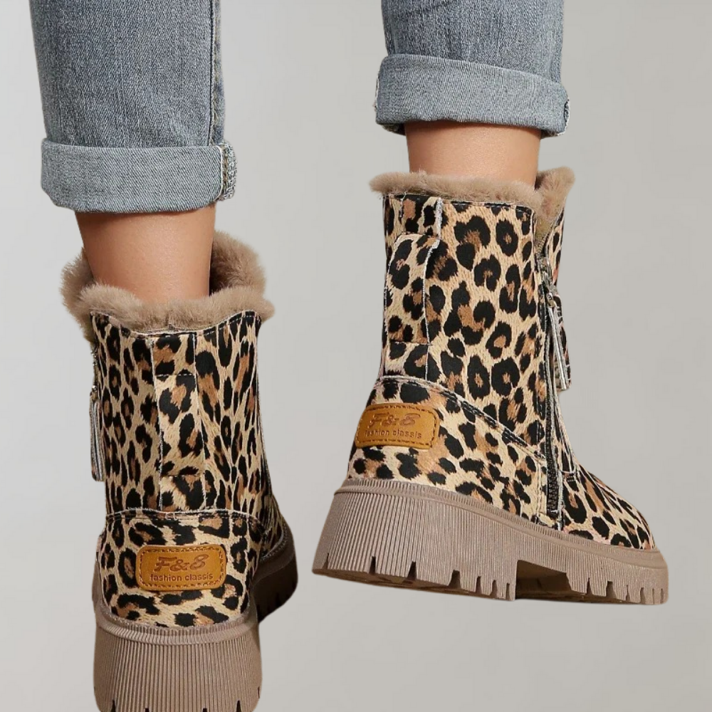 EB | Leopardenmuster Flache Kurze Stiefel