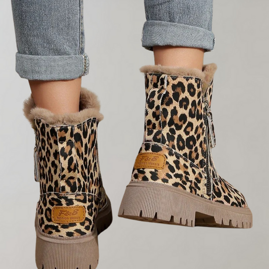 EB | Leopardenmuster Flache Kurze Stiefel