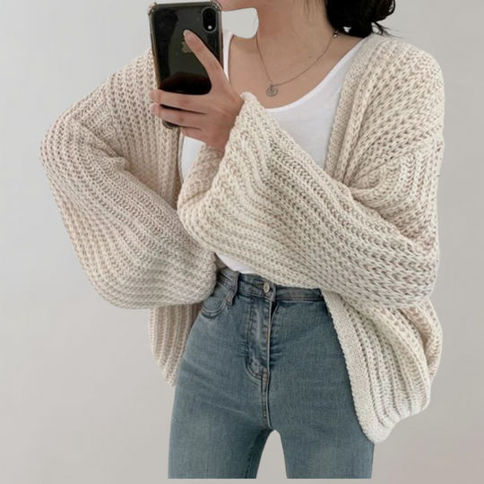 EB | Cardigan - Damen Gemütlicher Offener Strick Langarmpullover