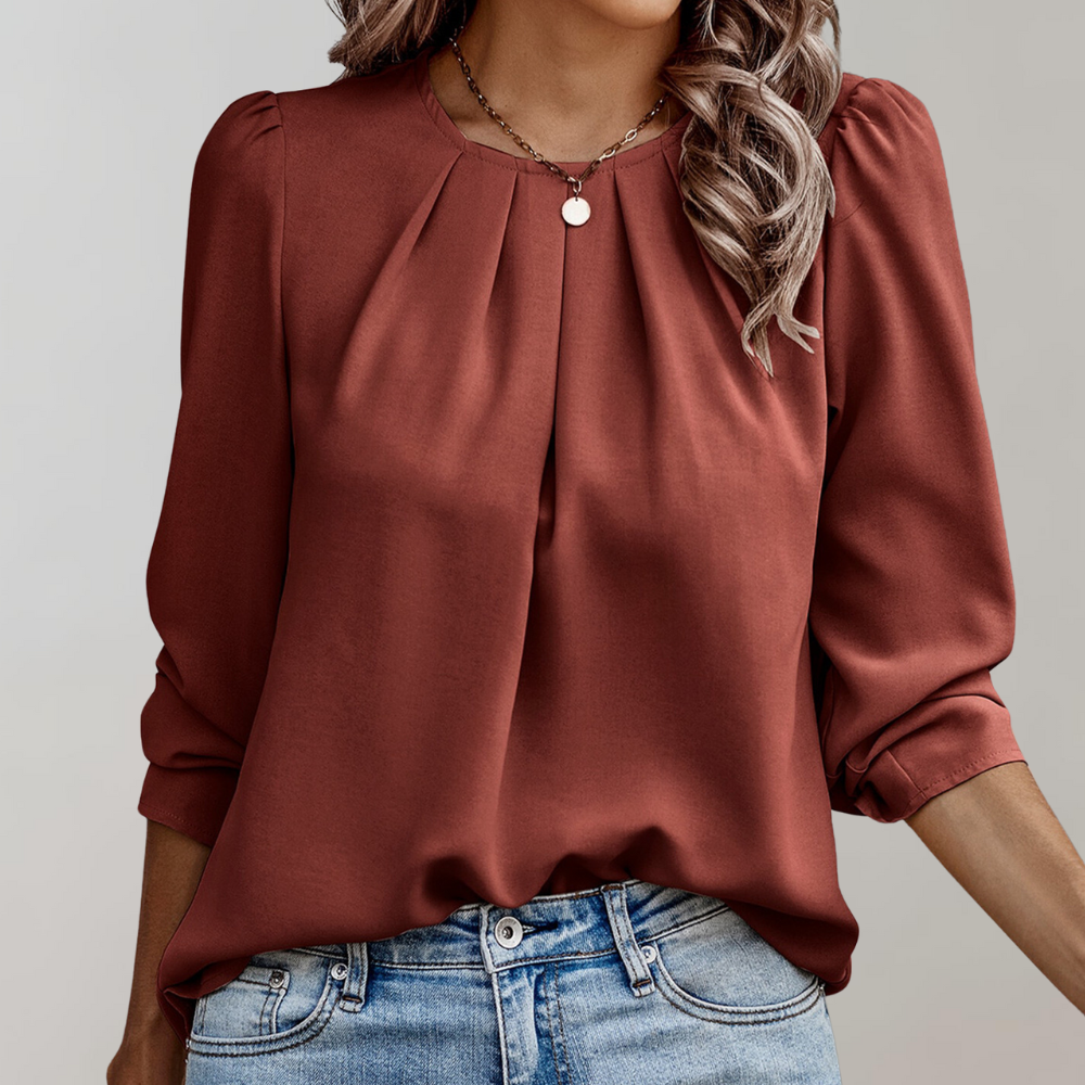 LACE – Geplisste Damenbluse mit Puffärmeln