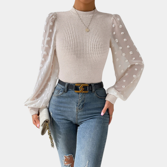 EB | Strickbluse mit Chiffonärmeln Polyester Elegantes Design
