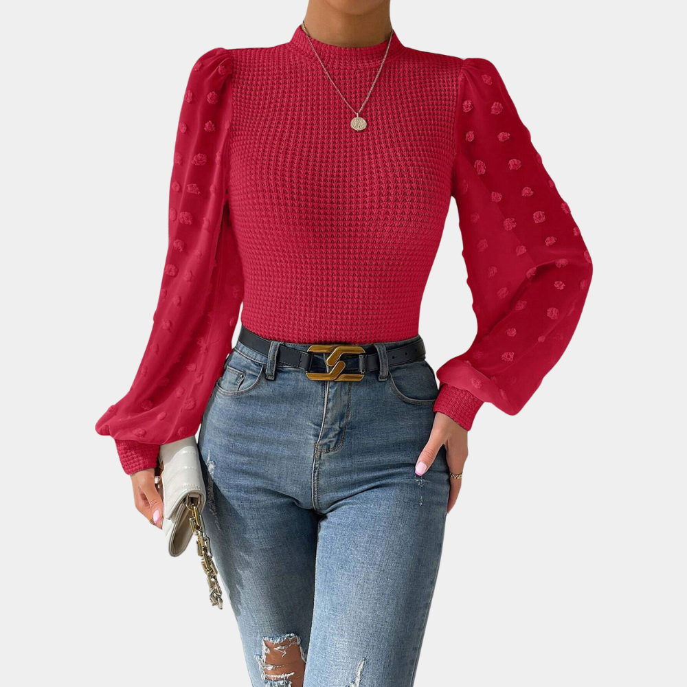 EB | Strickbluse mit Chiffonärmeln Polyester Elegantes Design