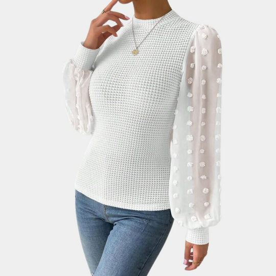 EB | Strickbluse mit Chiffonärmeln Polyester Elegantes Design