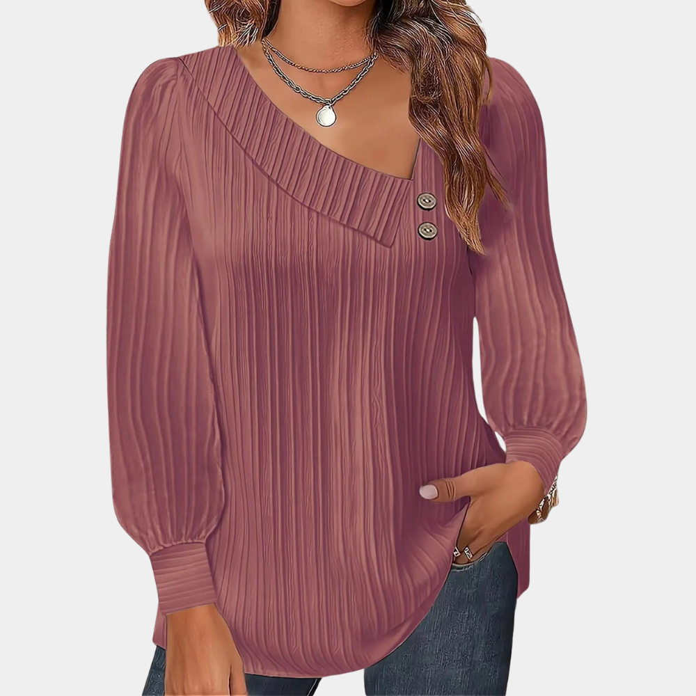 EB | Rippstrickbluse mit Knöpfen Polyester Komfortabel und Trendy