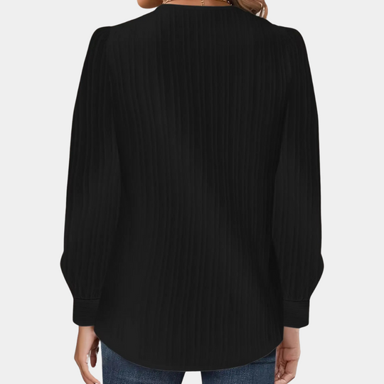 EB | Rippstrickbluse mit Knöpfen Polyester Komfortabel und Trendy