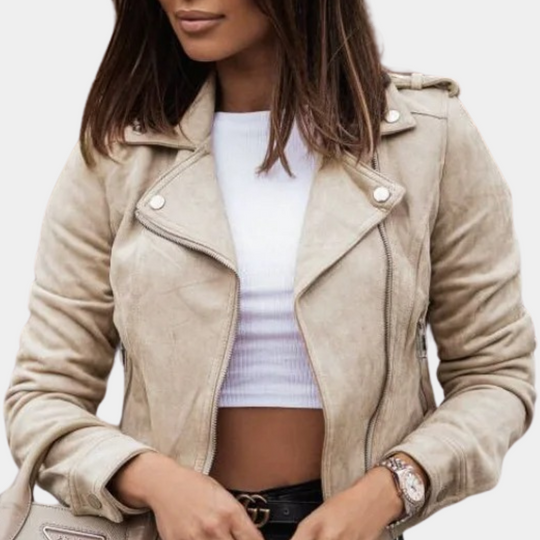 EB | Stilvolle Bikerjacke Wildlederlook Trendy und Elegant