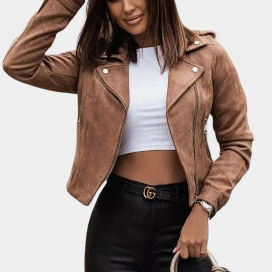 EB | Stilvolle Bikerjacke Wildlederlook Trendy und Elegant
