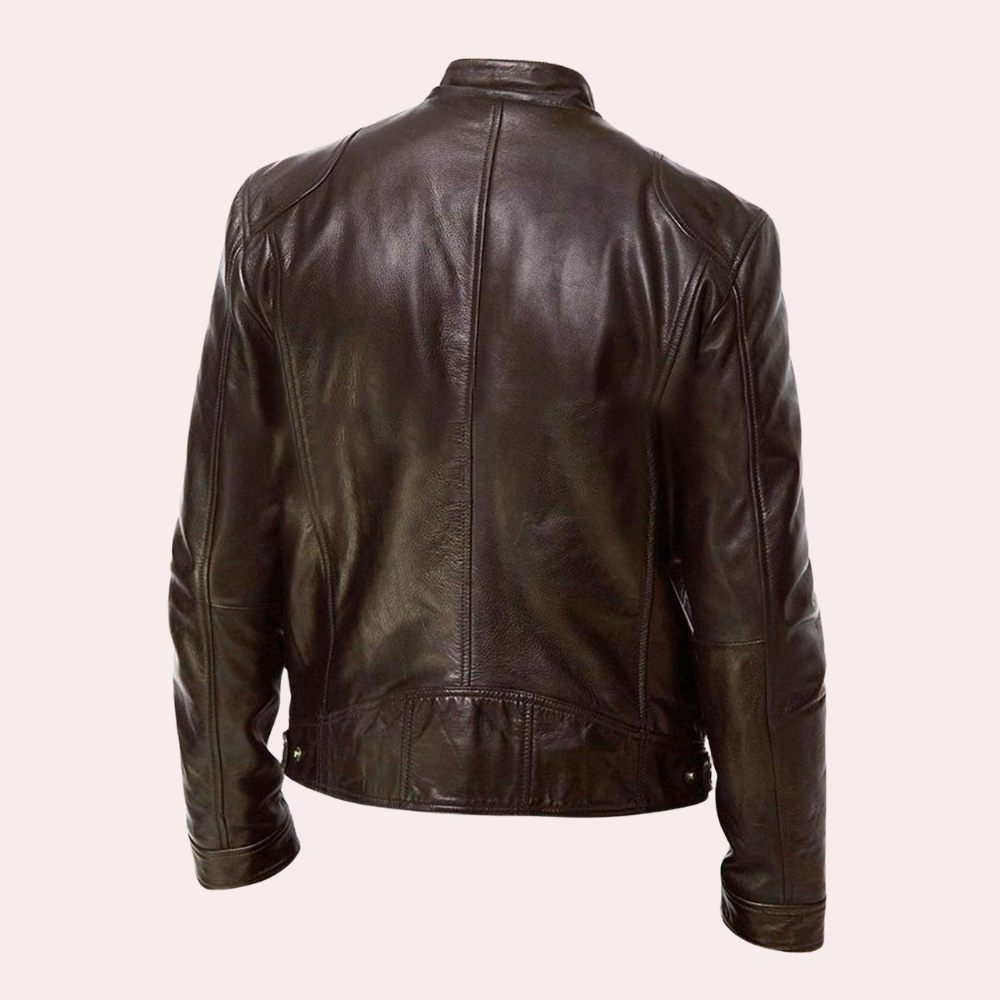 EB | Herren Lederjacke - Biker Stil mit Stehkragen