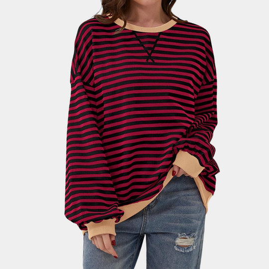 Übergroßer Und Gestreifter Pullover Für Damen