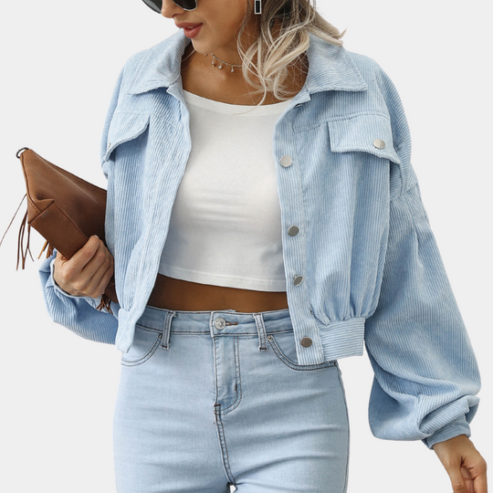 EB | Trendy Kurze Jacke Samt Lässig und Stilvoll
