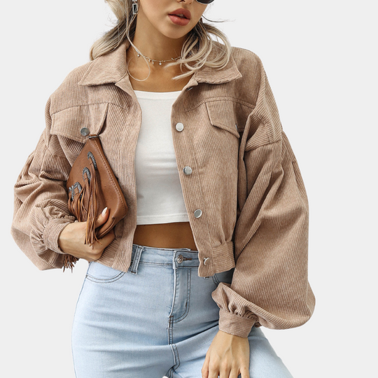 EB | Trendy Kurze Jacke Samt Lässig und Stilvoll