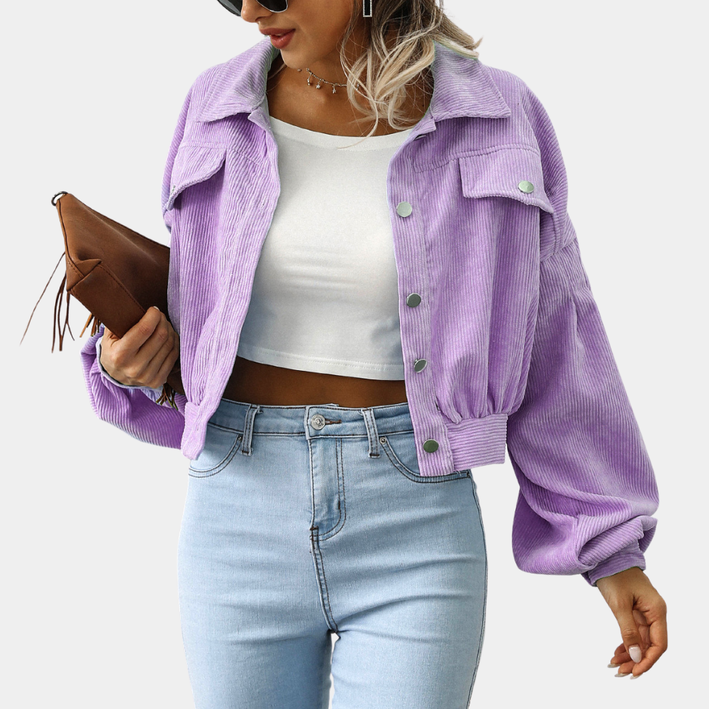 EB | Trendy Kurze Jacke Samt Lässig und Stilvoll