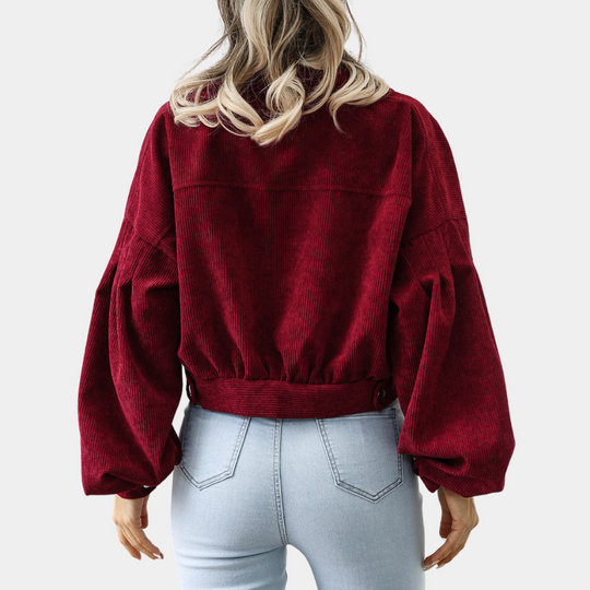 EB | Trendy Kurze Jacke Samt Lässig und Stilvoll