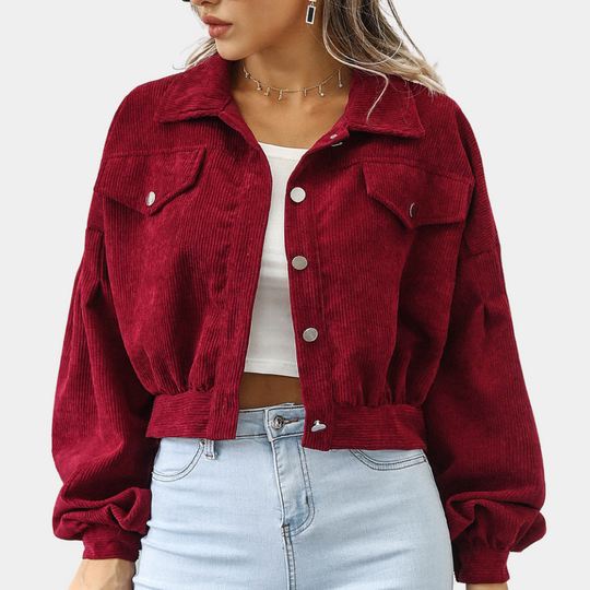 EB | Trendy Kurze Jacke Samt Lässig und Stilvoll
