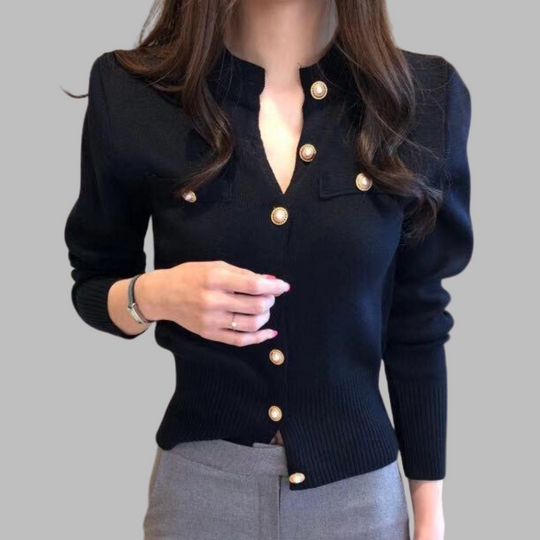 EB | Cardigan - Damen Herbst Eleganter Knopfverschluss Strickcardigan