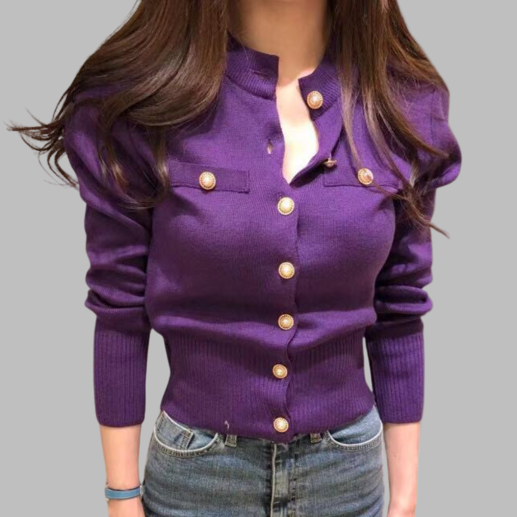 EB | Cardigan - Damen Herbst Eleganter Knopfverschluss Strickcardigan