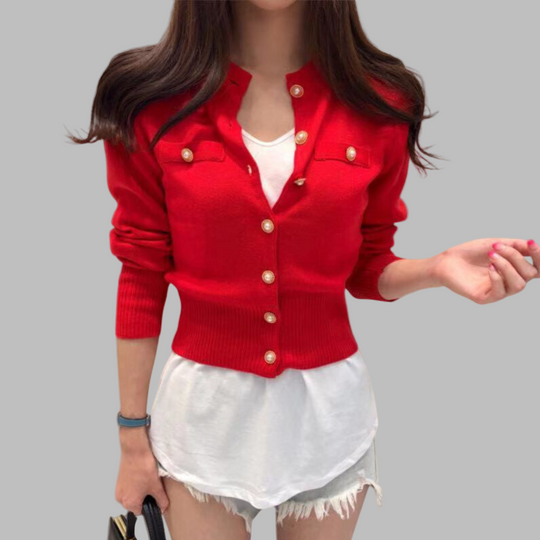 EB | Cardigan - Damen Herbst Eleganter Knopfverschluss Strickcardigan