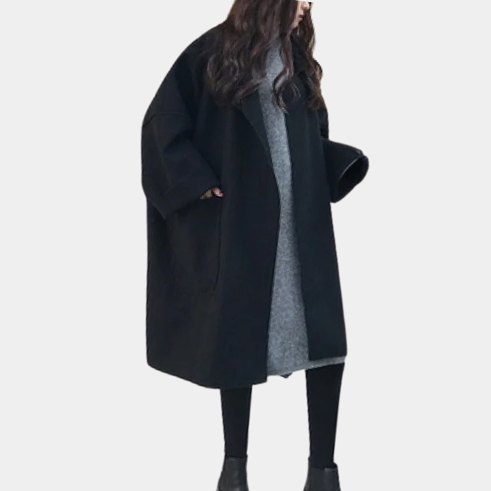 EB | Oversized Mantel mit Großen Taschen Wolloptik Lässig und Schick