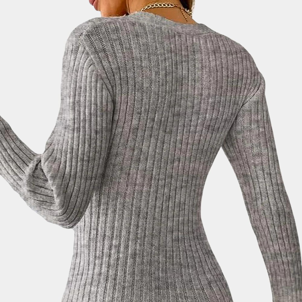 EB | Pullover - Damen Schicker Gestrickter Wickel-Pullover