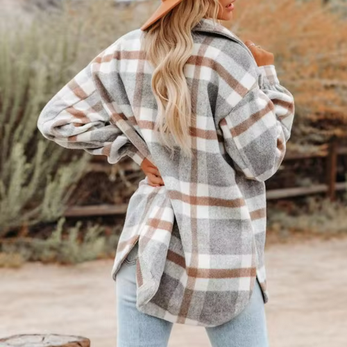 EB | Moderne karierte Herbstkuscheljacke für Damen