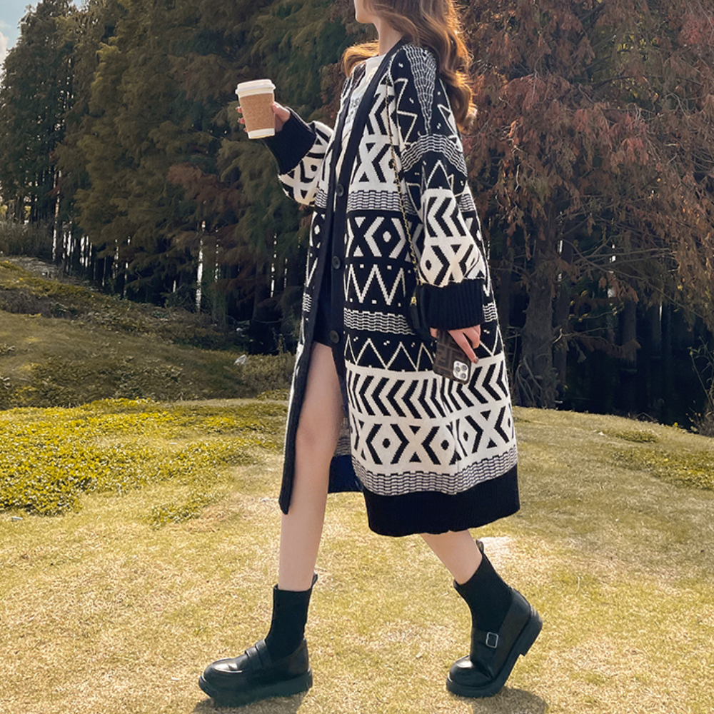EB | Geometrischer Mantel Herbstliche zeitlose Eleganz für Frauen