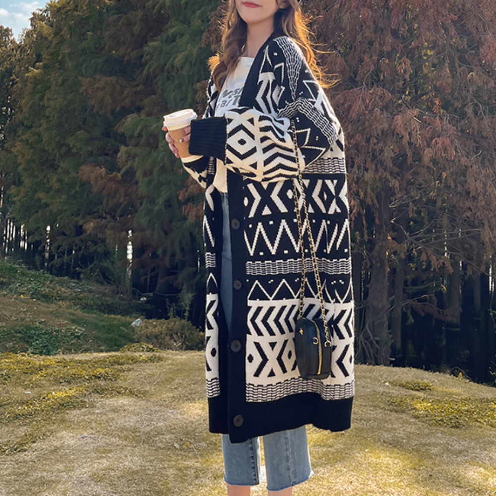 EB | Geometrischer Mantel Herbstliche zeitlose Eleganz für Frauen