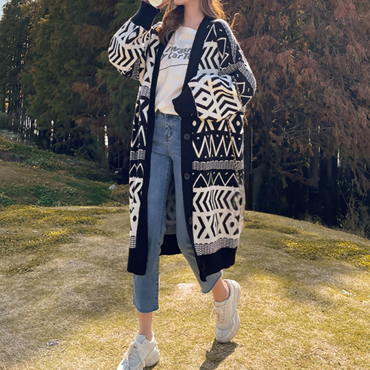 EB | Geometrischer Mantel Herbstliche zeitlose Eleganz für Frauen