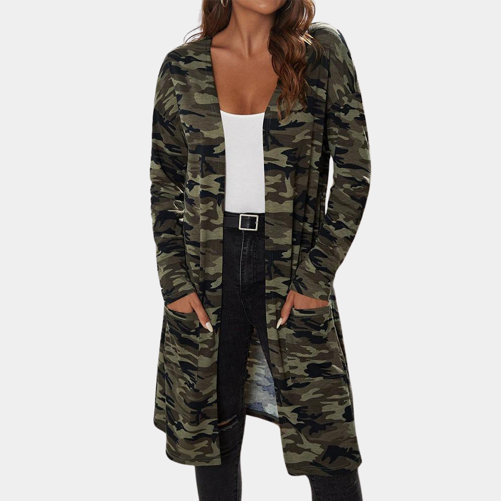 EB | Urban Camouflagejacke mit Taschen für Frauen, perfekt für die Herbstsaison