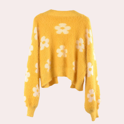 EB | Cardigan - Damen Herbst Kurzer Floral Strick Cardigan