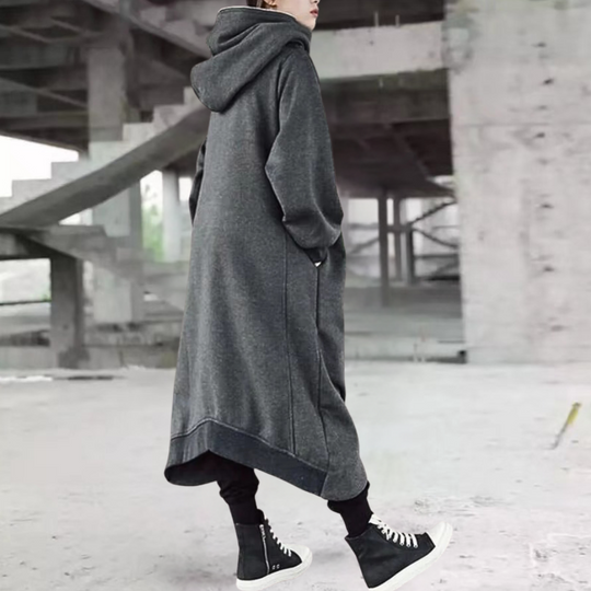 EB | Lange Winterjacke mit Kapuze und Reißverschluss für Damen