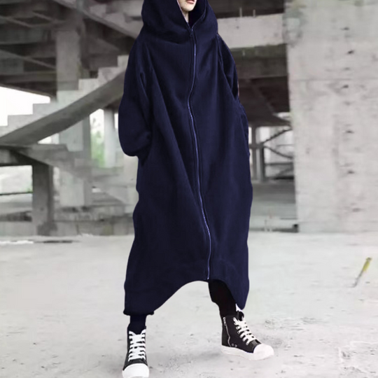 EB | Lange Winterjacke mit Kapuze und Reißverschluss für Damen