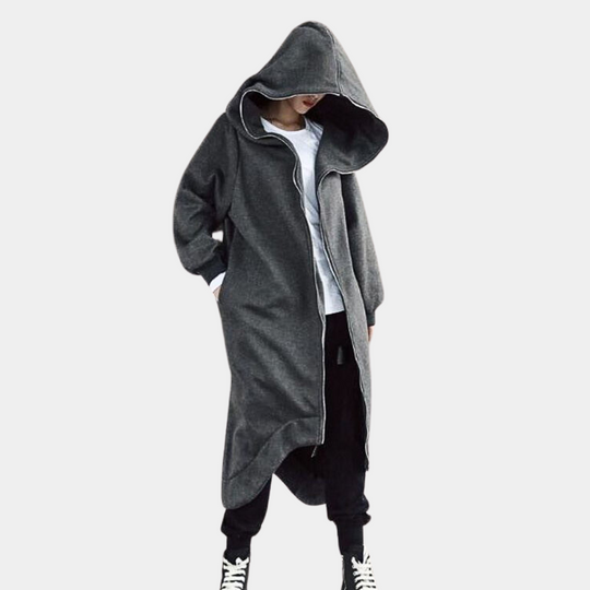 EB | Lange Winterjacke mit Kapuze und Reißverschluss für Damen