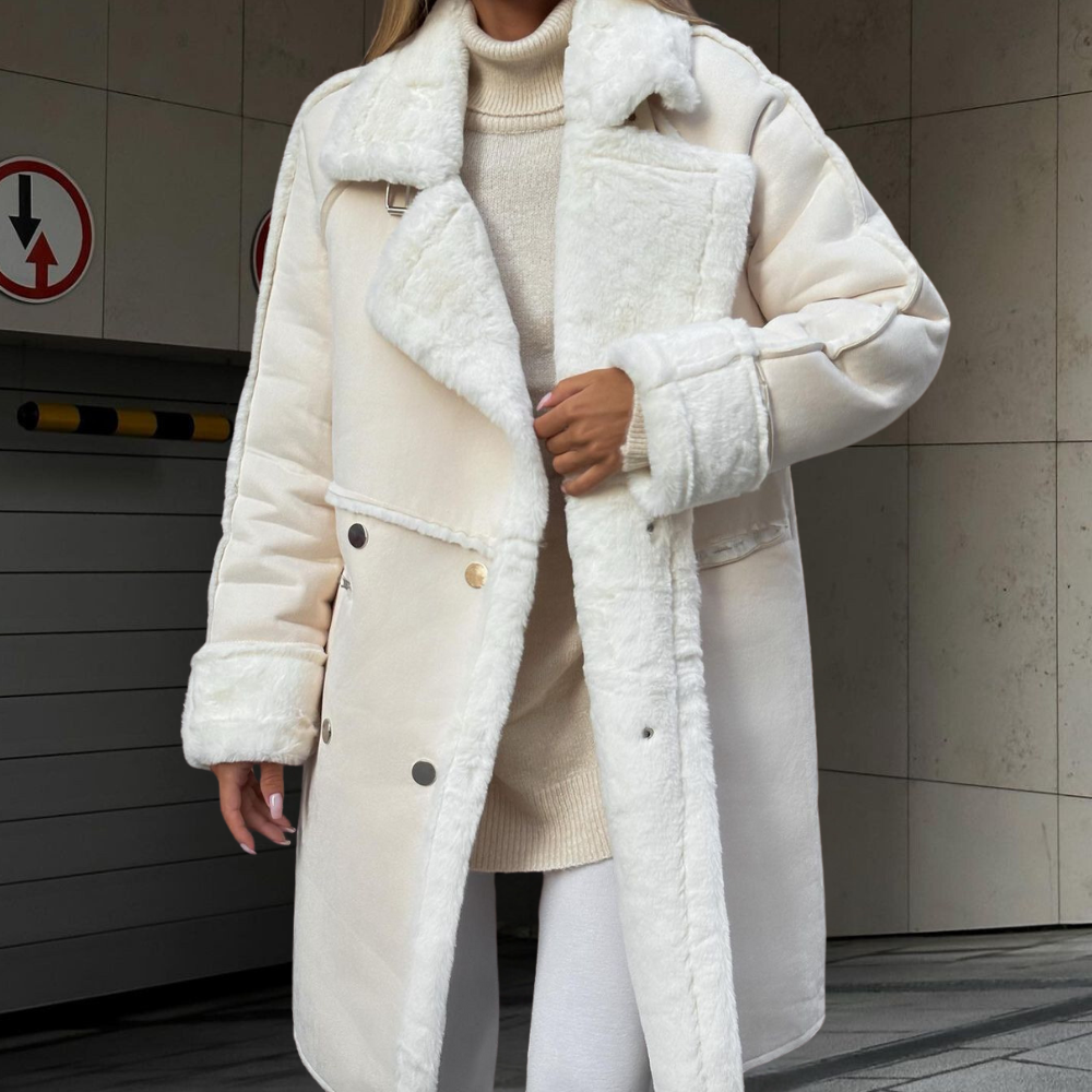 EB | Elegante lange Plüschjacke für Frauen, perfekt für den Winter