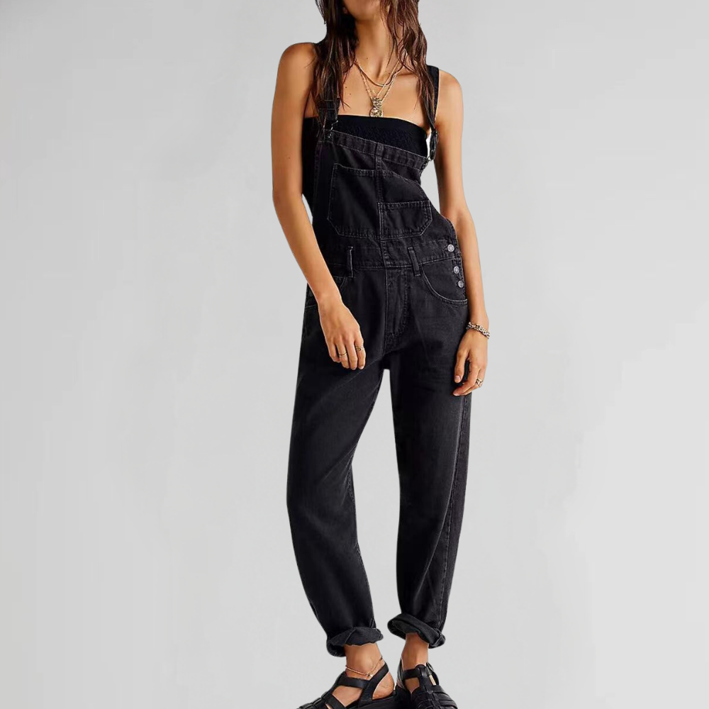 EB | Damen-Latzhose aus Denim mit Cross-Back-Design