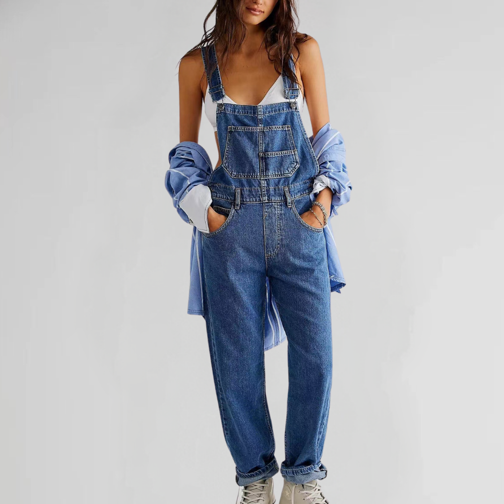 EB | Damen-Latzhose aus Denim mit Cross-Back-Design