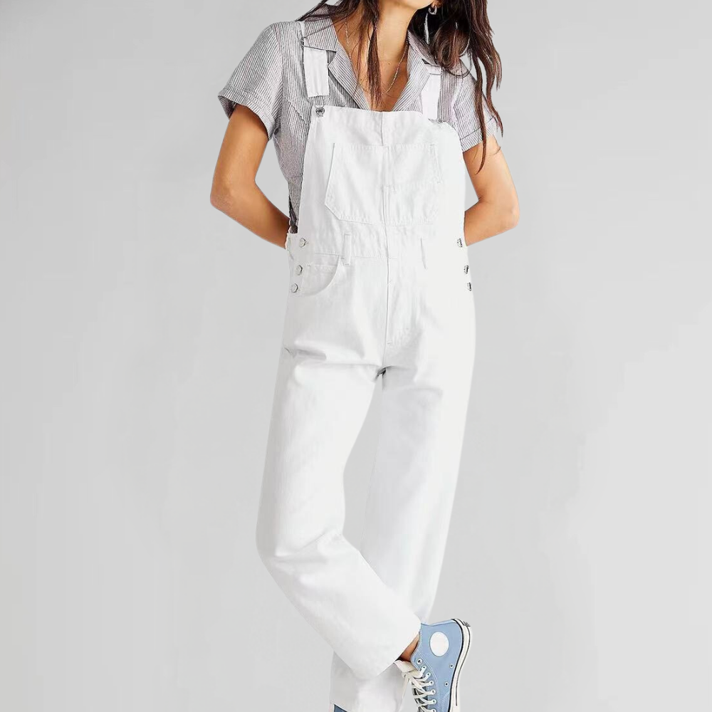 EB | Damen-Latzhose aus Denim mit Cross-Back-Design
