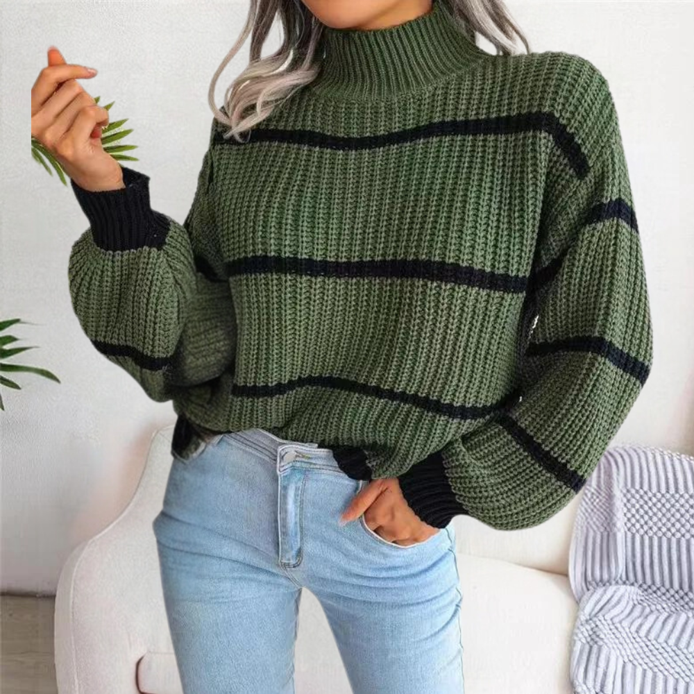EB | Stilvoller Weicher Damenpullover mit Hohem Ausschnitt