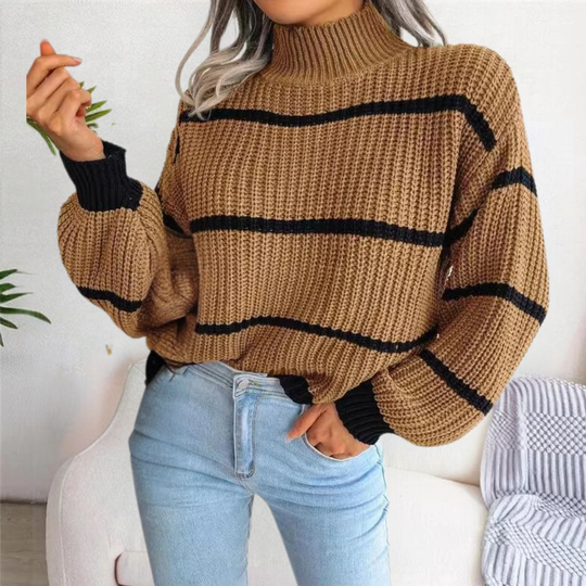 EB | Stilvoller Weicher Damenpullover mit Hohem Ausschnitt