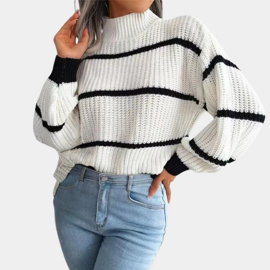 EB | Stilvoller Weicher Damenpullover mit Hohem Ausschnitt